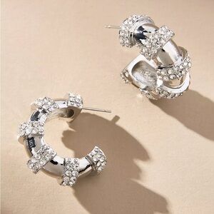 Anthropologie Small Crystal Hoops NWT Elegant